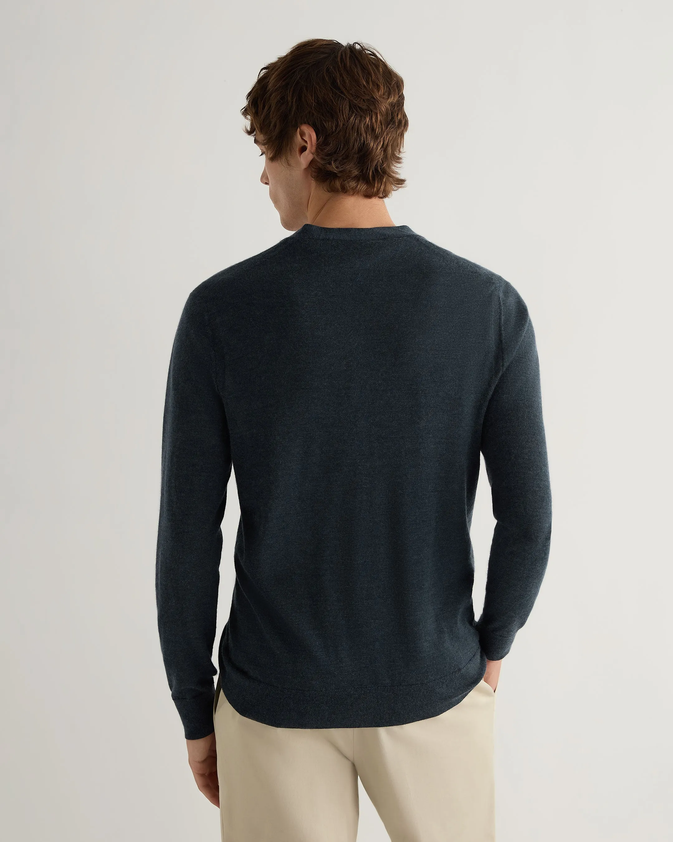 Men's Curzon Fine Gauge Cashmere Cardigan Azurine Blue