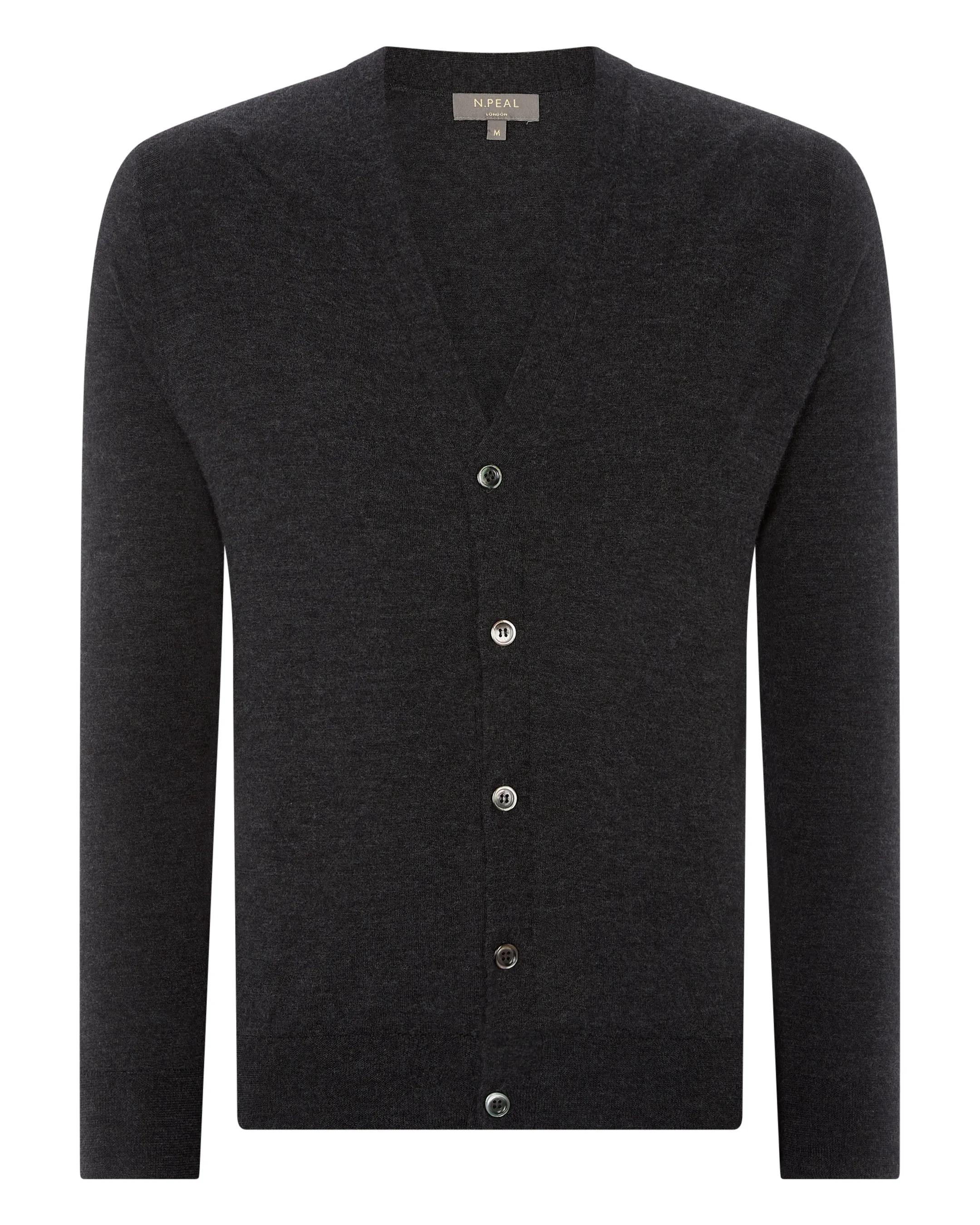 Men's Curzon Fine Gauge Cashmere Cardigan Dark Charcoal Grey