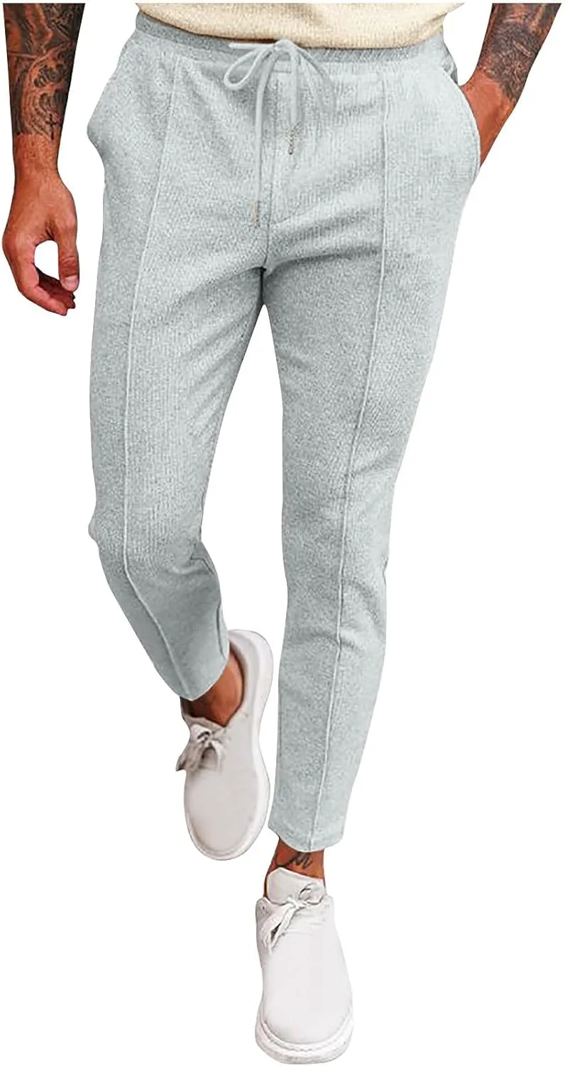 Mens Soft Joggers Drawstring Running Sweatpants with Pockets Lightweight Slim Fit Athletic Track Pants Workout Pants