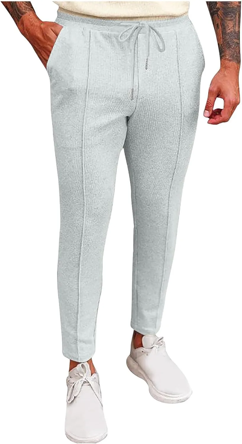 Mens Soft Joggers Drawstring Running Sweatpants with Pockets Lightweight Slim Fit Athletic Track Pants Workout Pants