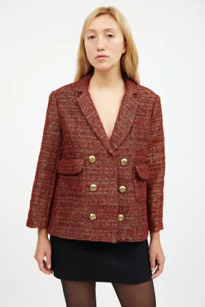Orange Metallic Wool Tweed Blazer