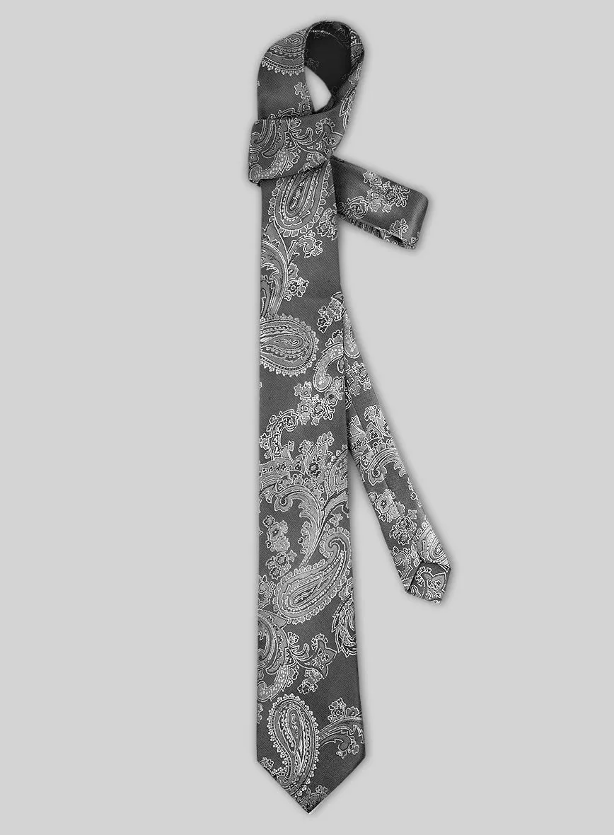 Paisley Silver Satin Tie