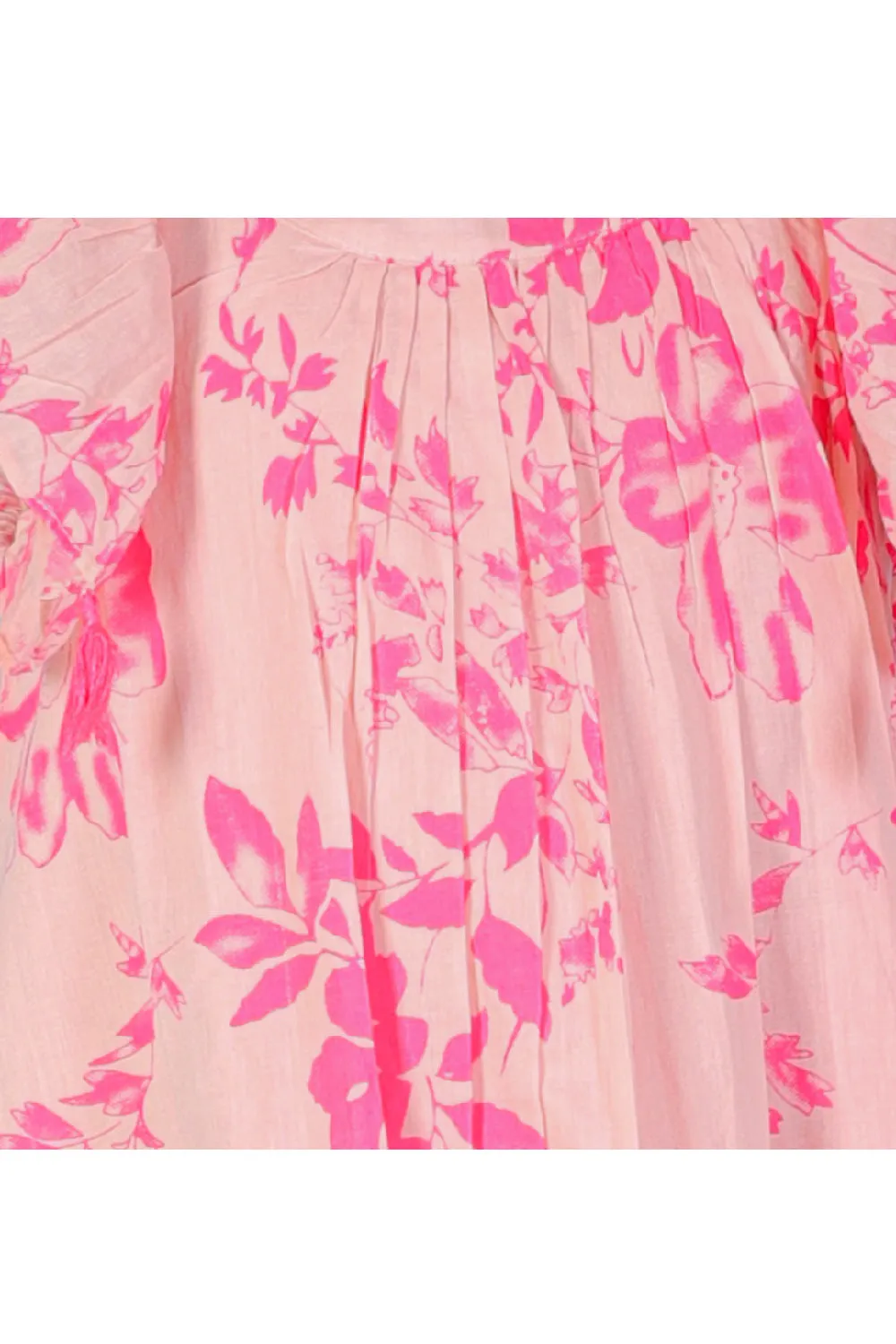 Pink Flower Printed Cotton Dress