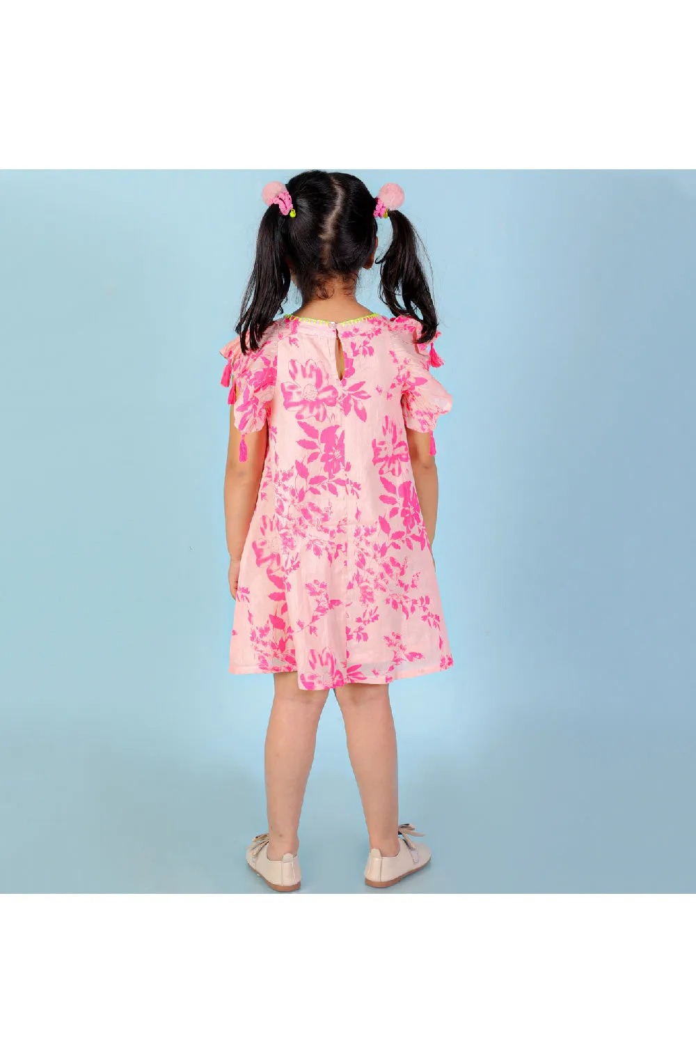 Pink Flower Printed Cotton Dress