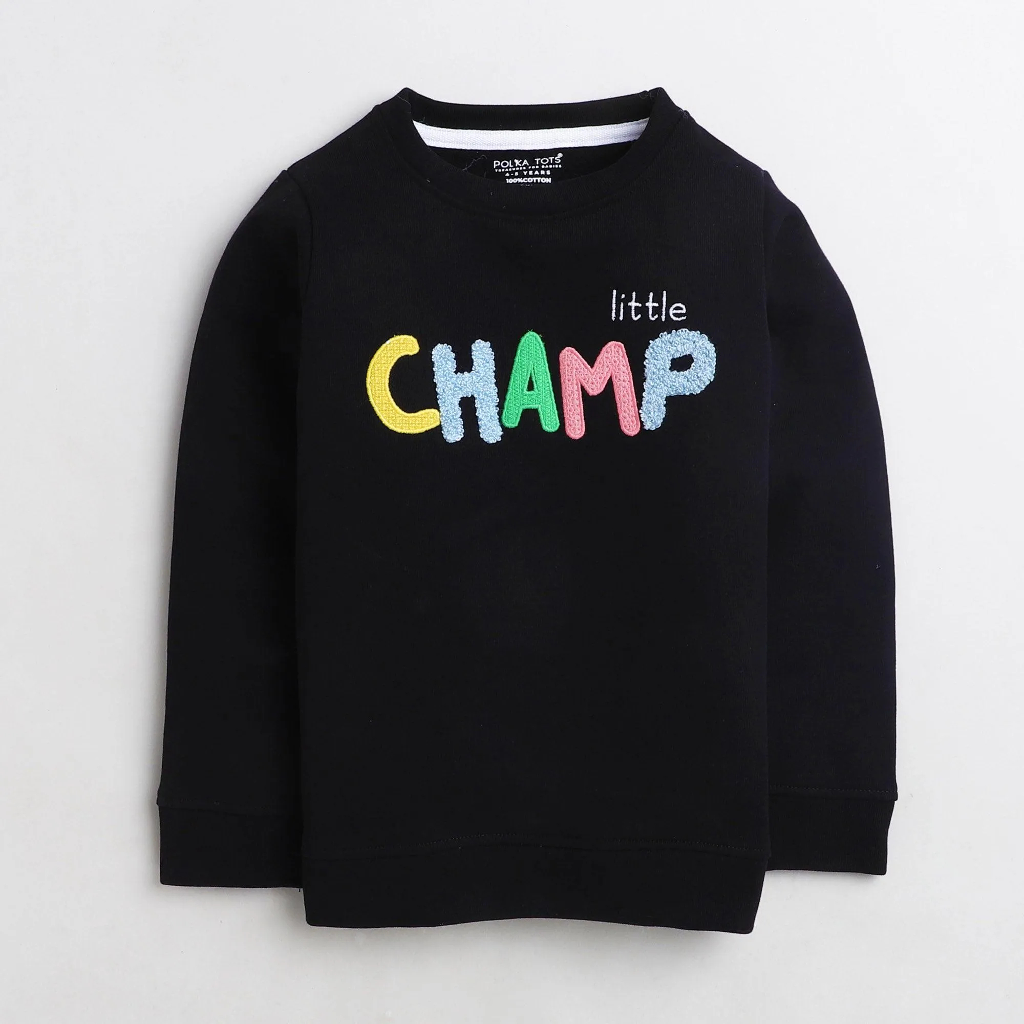 Polka Tots Full Sleeve Sweatshirt Little Champ - Black