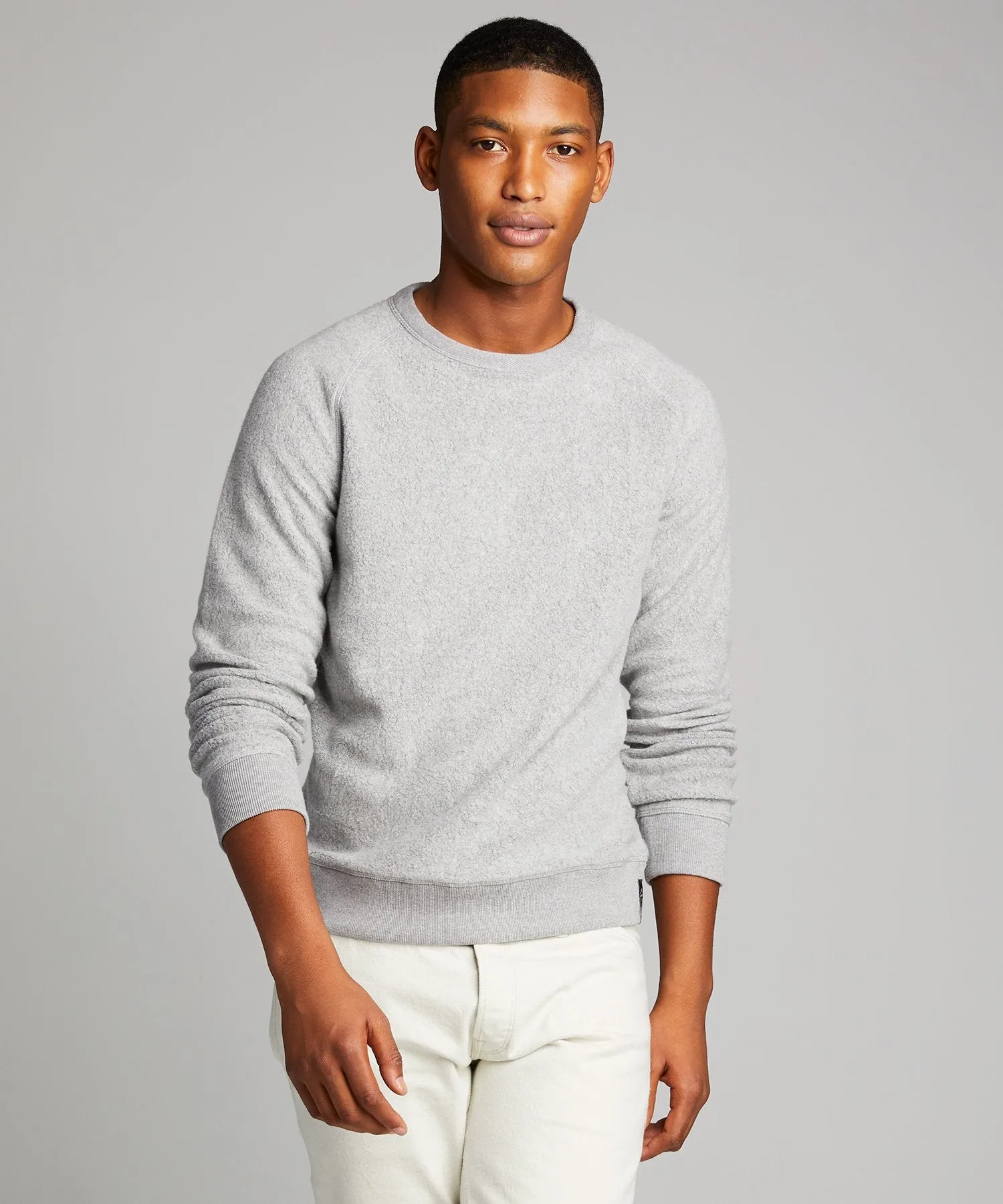 Reverse Fleece Crew in Grey