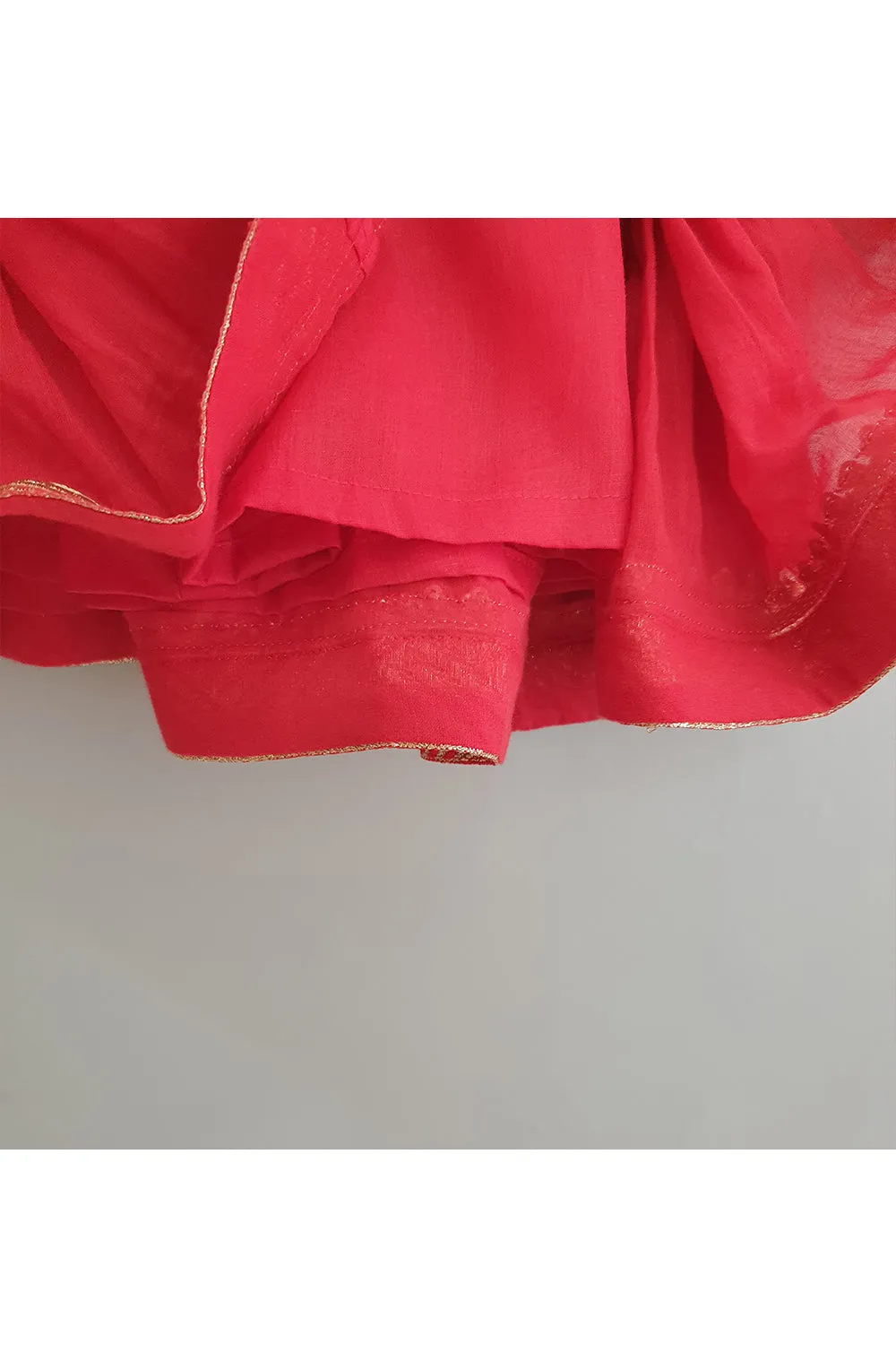 Sequin work yoke red frock