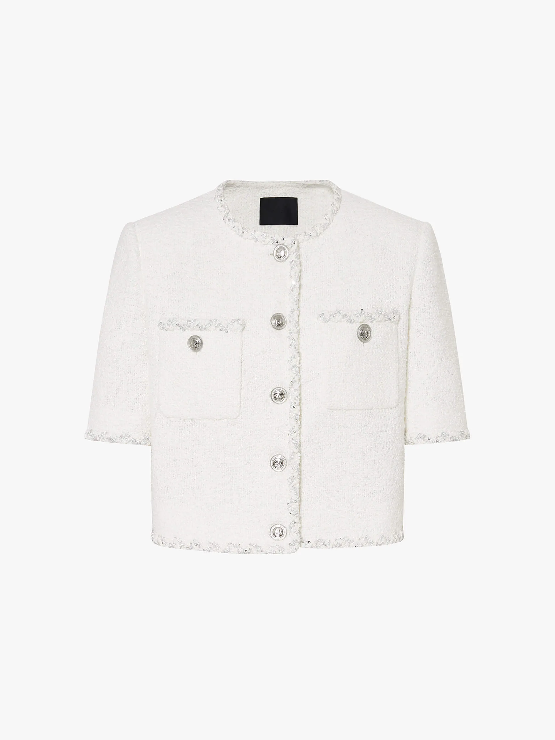 Sequins Trim Tweed Jacket