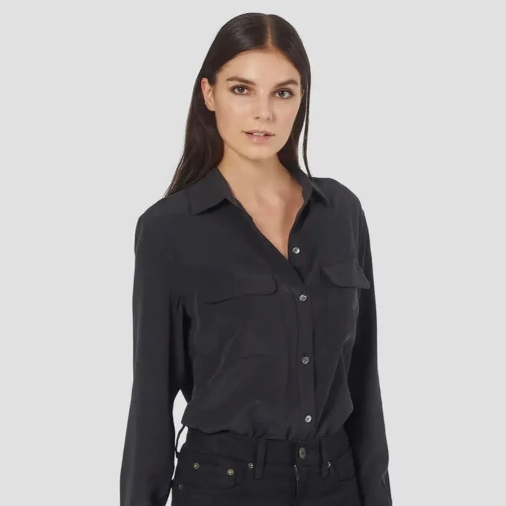 Signature Washed-Silk Shirt (Black)