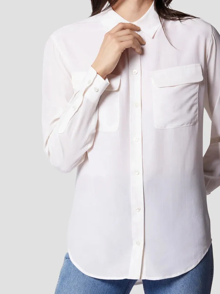 Signature Washed-Silk Shirt (Bright White)