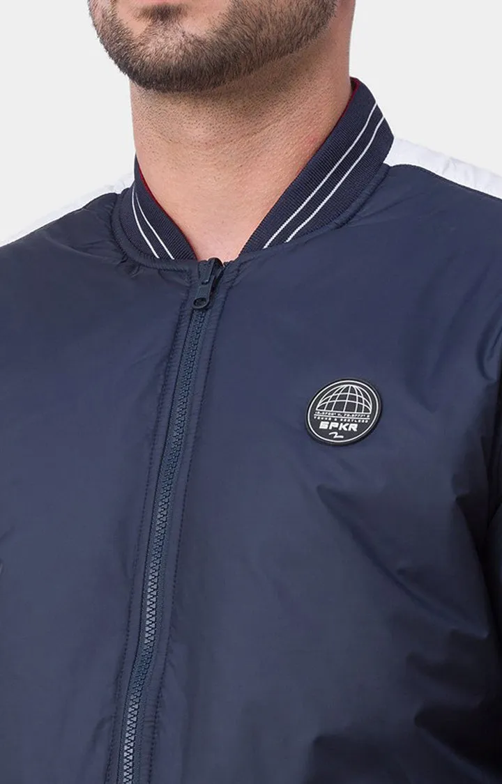 Spykar Navy Blue Deep & Red Polyester Full Sleeve Casual Jacket For Men