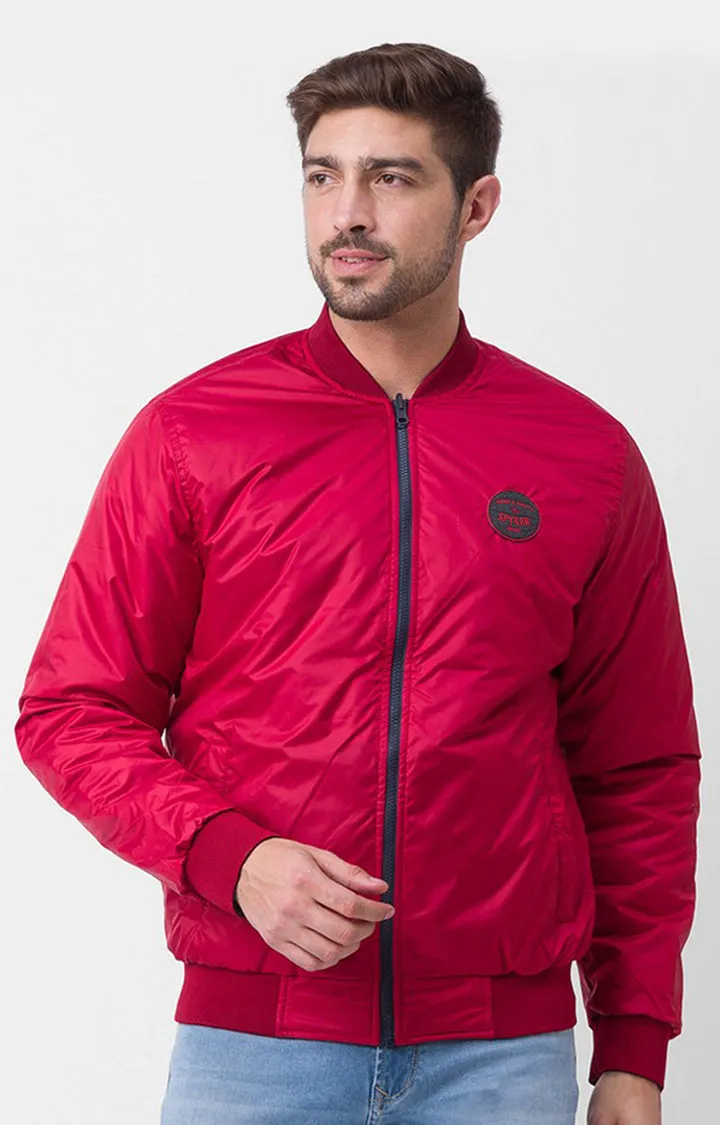 Spykar Navy Blue Deep & Red Polyester Full Sleeve Casual Jacket For Men