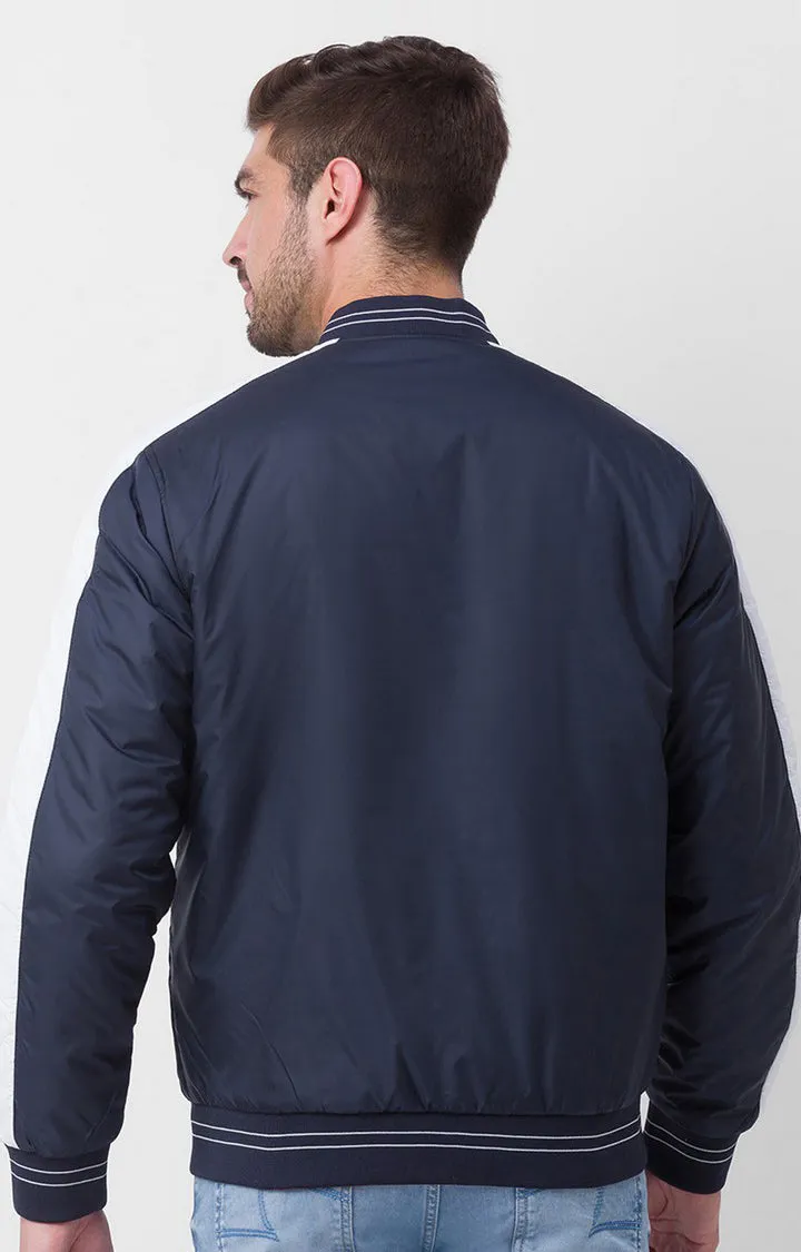Spykar Navy Blue Deep & Red Polyester Full Sleeve Casual Jacket For Men