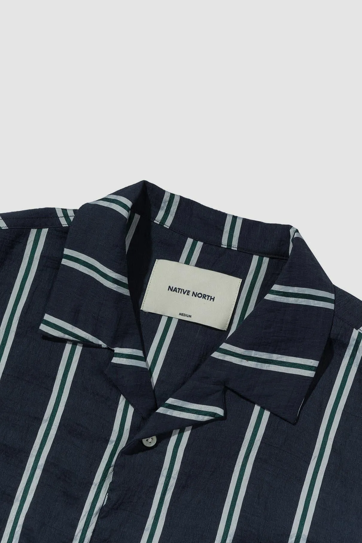 Striped Silk Shirt (Navy)