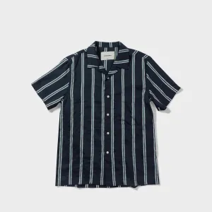 Striped Silk Shirt (Navy)
