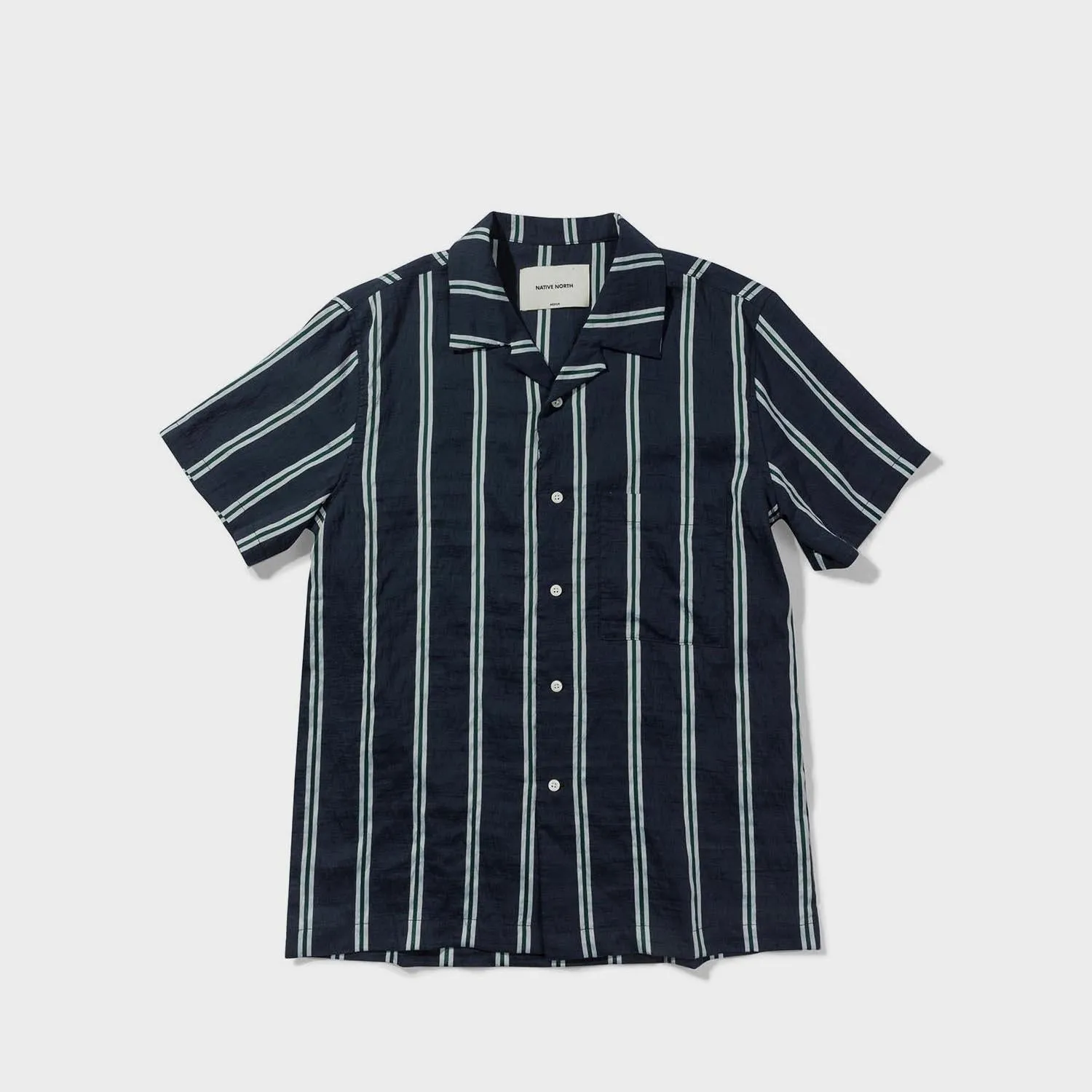 Striped Silk Shirt (Navy)