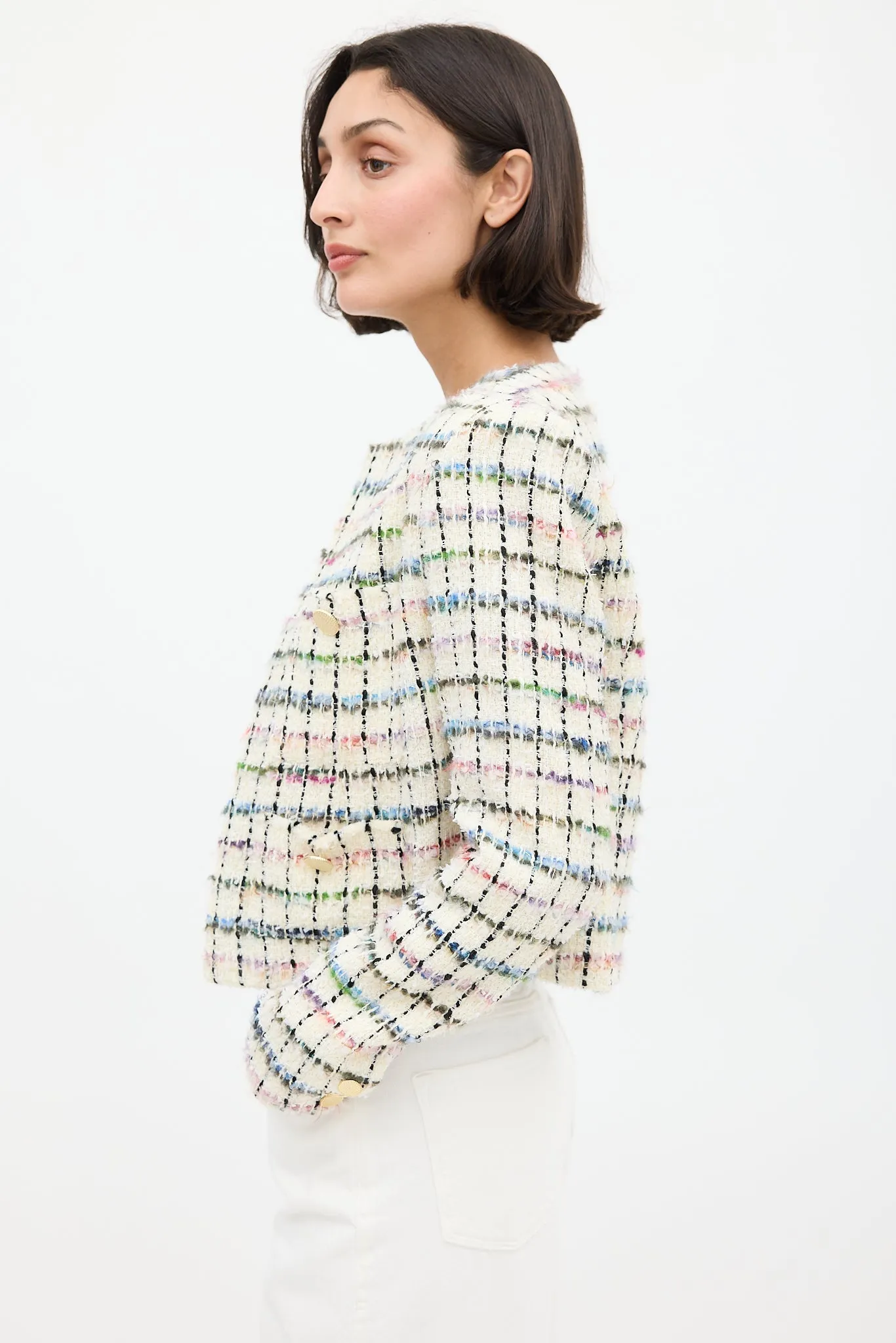 White & Multi Miora Tweed Blazer