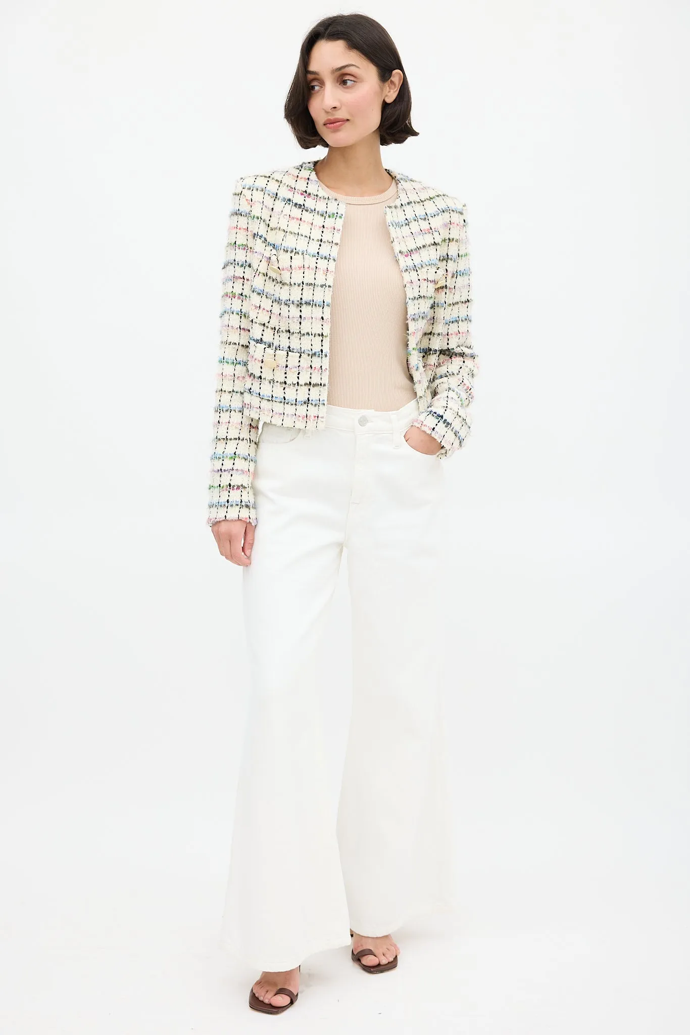 White & Multi Miora Tweed Blazer