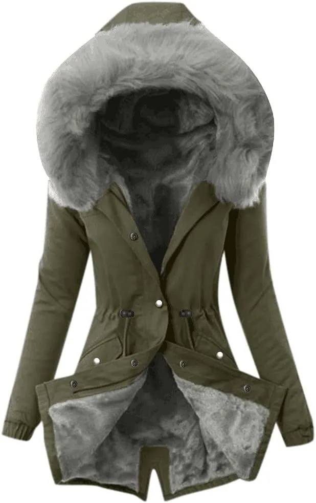 Winter Jackets for Women Hoodies for Women Women Casual Trendy Button Long Sleeve Loose Comfy Pockets Fuzzy Jacket Coats
