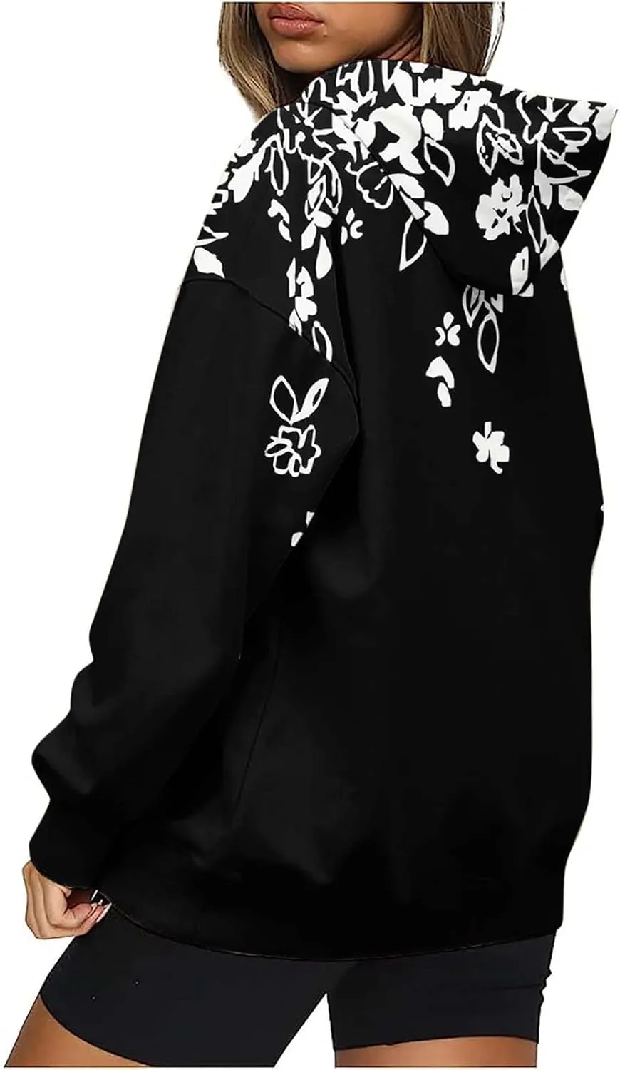Women Cute Oversize Hoodies,Women's Fashion Crewneck Hooded Sweatshirts Stripes Graphic Daily Long Sleeve Hoodie