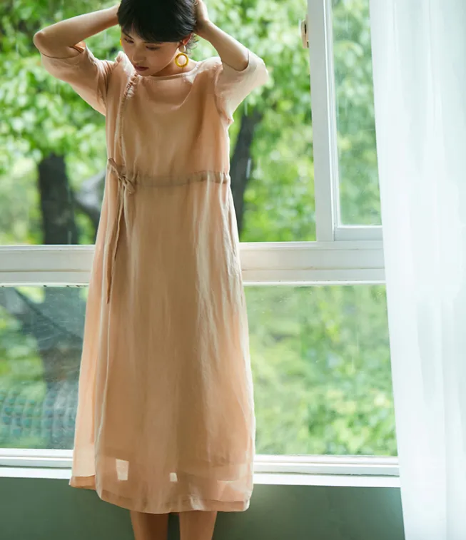 Women Dresses Casual Summer Linen Women Dresses SJ97215