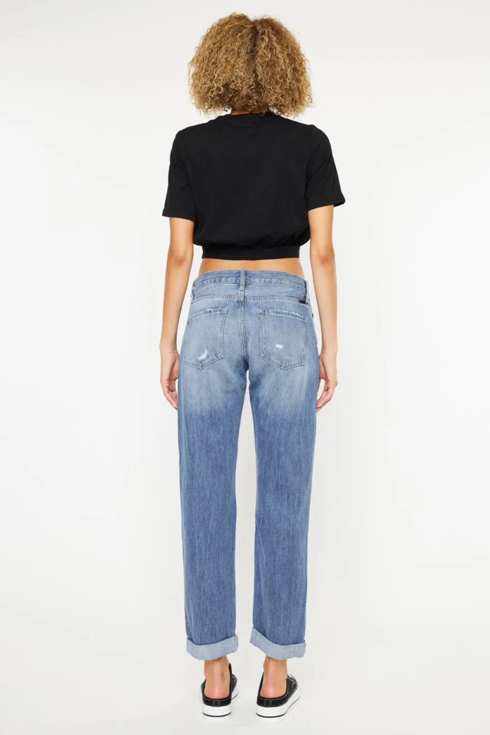 Women's Kancan Mid Rise Distressed Straight Jeans